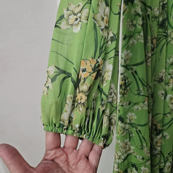 Ienna for Mac Duggal Floral Long Sleeve Chiffon A-Line Gown Sz 14 NWT 56013 - Picture 6 of 14